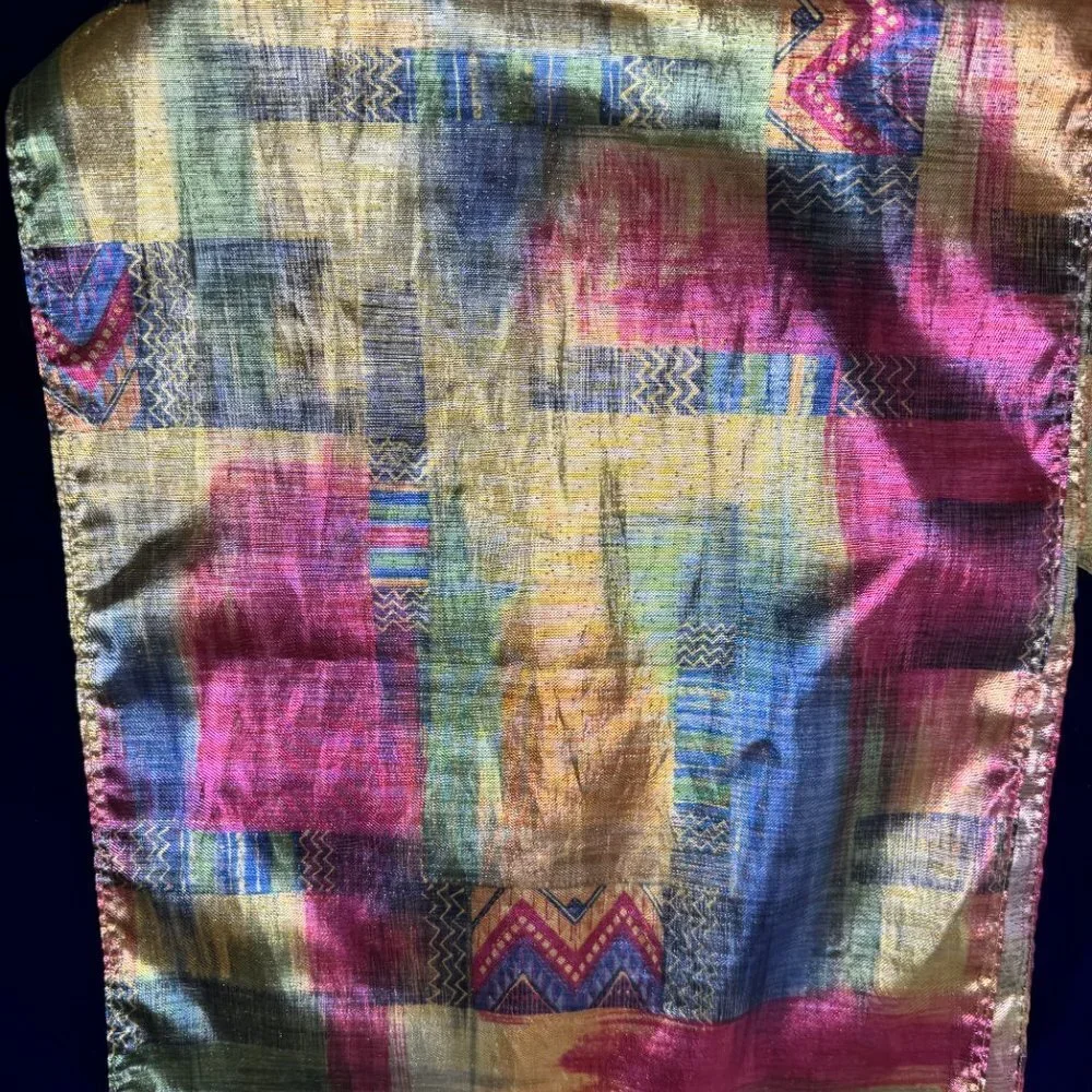 Vintage Multicolor Gold Metallic Scarf